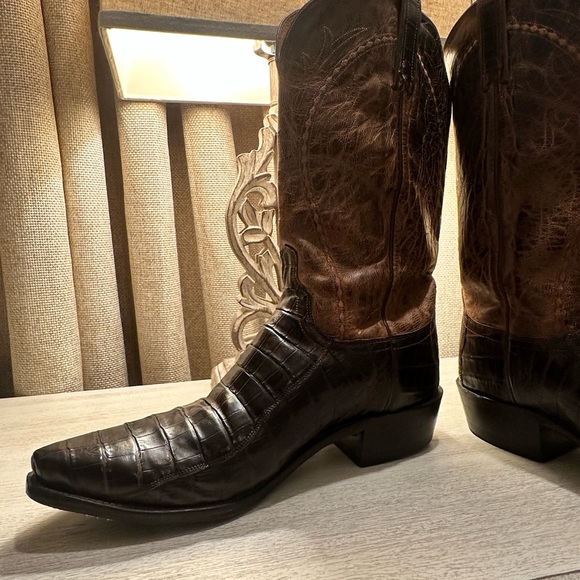 Lucchese Brown Caiman Cowboy Western Boots - Picture 4 of 11